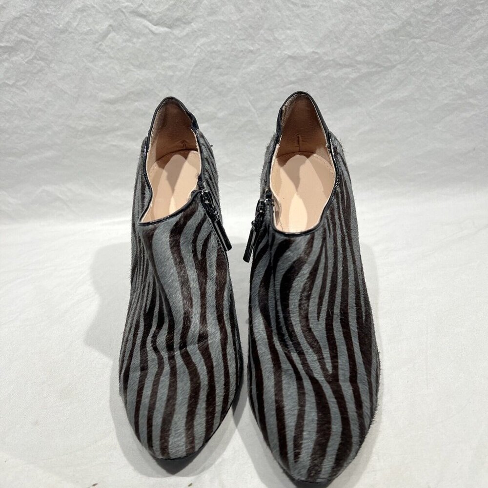 CALVIN KLEIN Jordan Zebra Hair Calf-Black/Gray Booties Side Zip-Sz 7‎ note pic